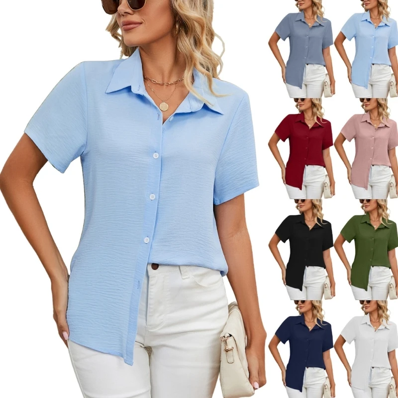 

Женская Офисная туника с коротким рукавом и V-образным вырезом