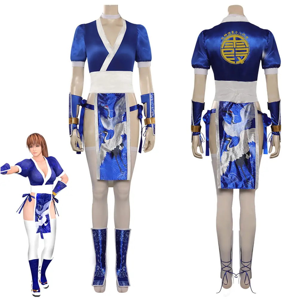 

Game Dead or Alive KASUMI Cosplay Costume Women Sexy Blue Dress Outfits Halloween Carnival Party Suit For Adult Female Girls