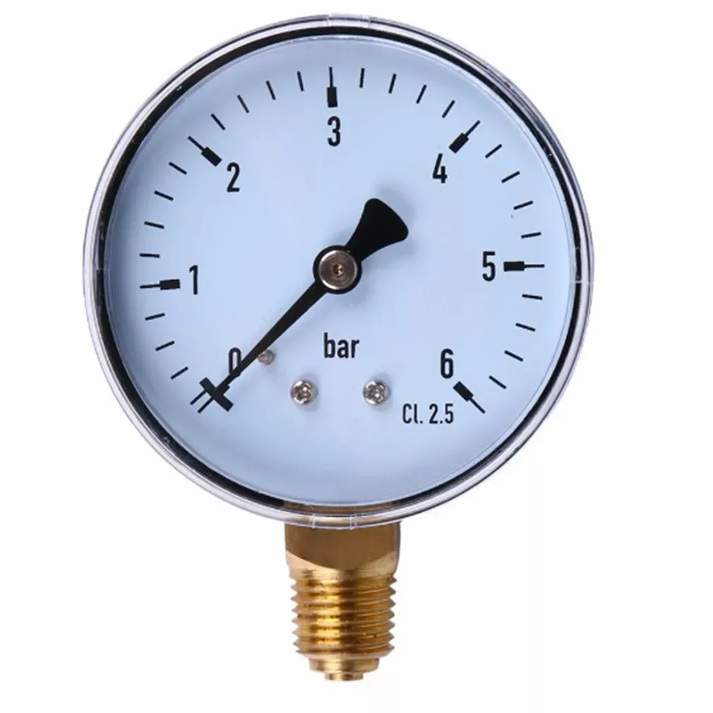 

Precision Pressure Gauge 1/4 Inch NPT Side-mounted/Back 2.3 Inch Face 0-6 Bar Compressed Air Water Oil Pressure Gauge