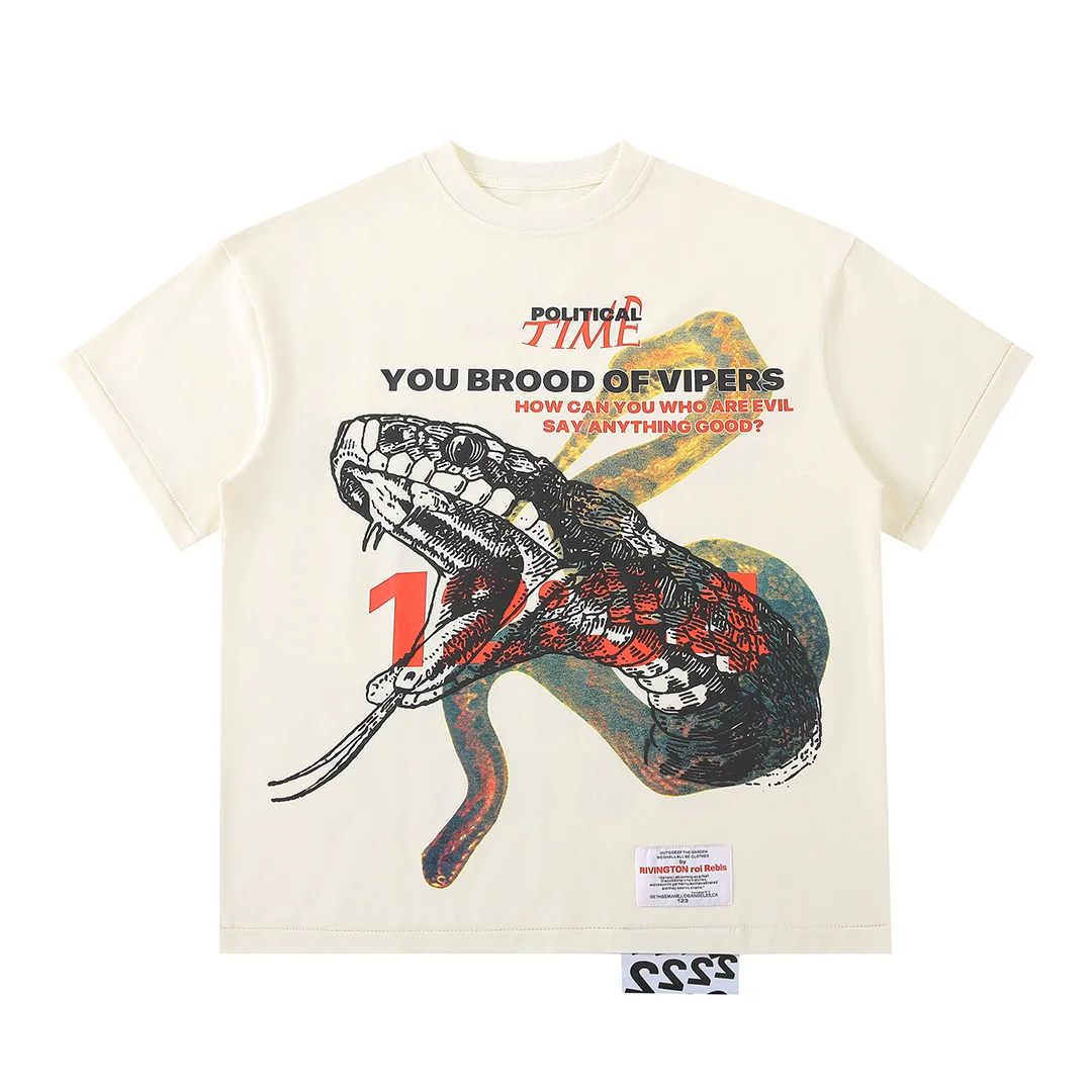 

Frog drift Fashion Brand RRR123 Python Print streetwear High street Loose Oversize tee tops t-shirt men