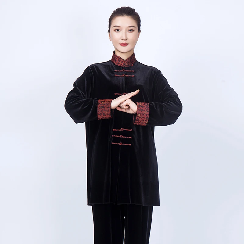 Женский велюровый Восточный ретро костюм в стиле крыла Чунь Тай Чи кунг-фу для