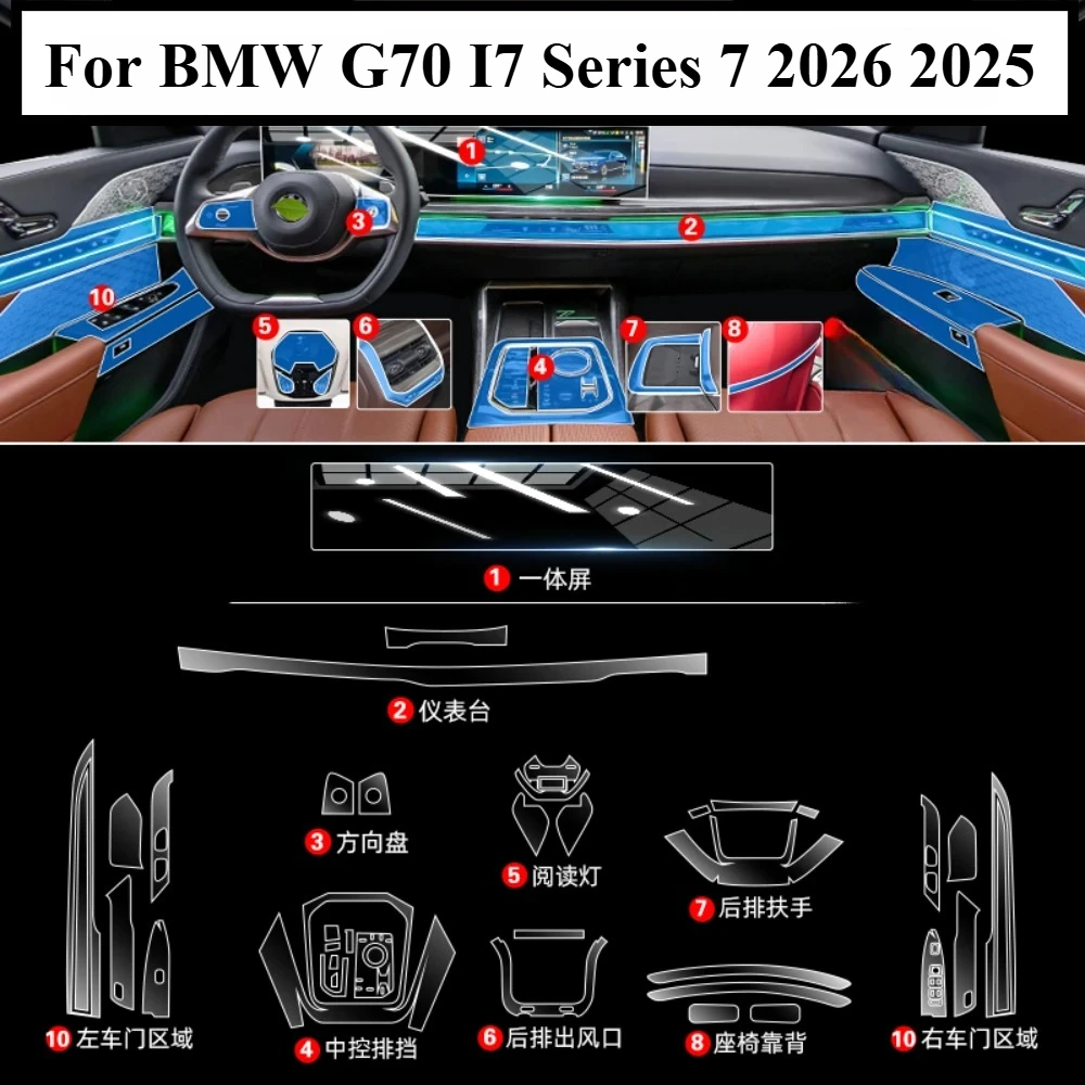 Фото Защитная пленка PPF для BMW G70 I7 Series 7 2026 2025, прозрачная TPU пленка для ЖК-панели навигации, центральной консоли, автомобильные аксессуары №2