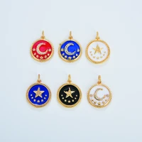 colorful badge necklace earring making supplies moon star diy pendant clasp zircon accessories element bulk items wholesale lots