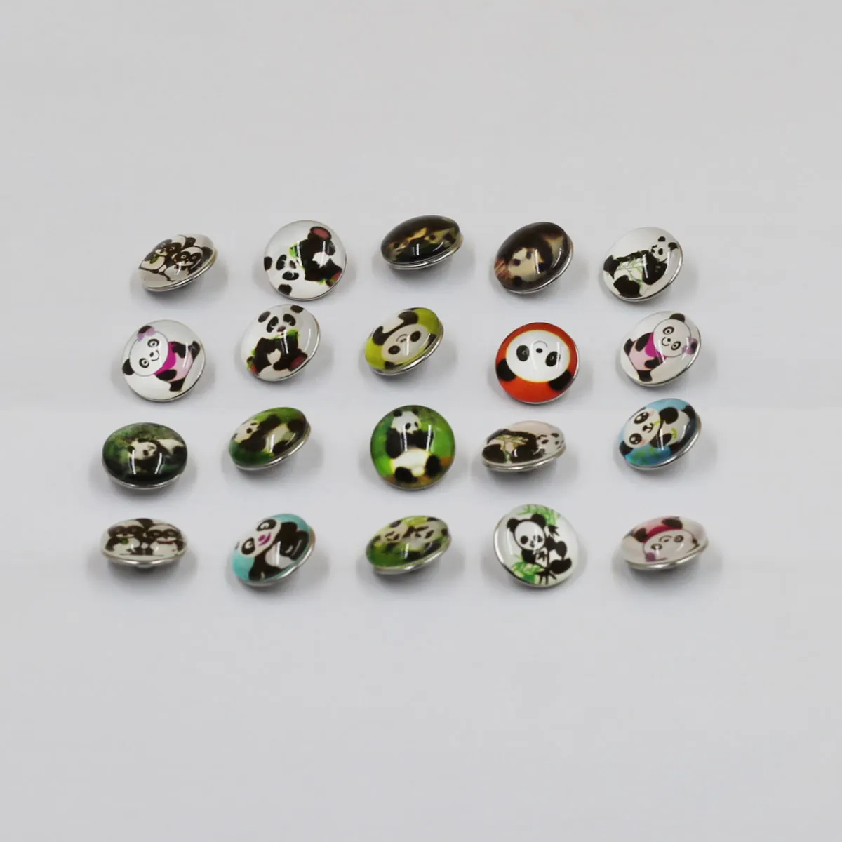 

10PCS Mixed Round Snap Buttons 18mm Cartoon Panda Pattern DIY Snap Jewelry Making Accessories Festival Gift Handmade Materials