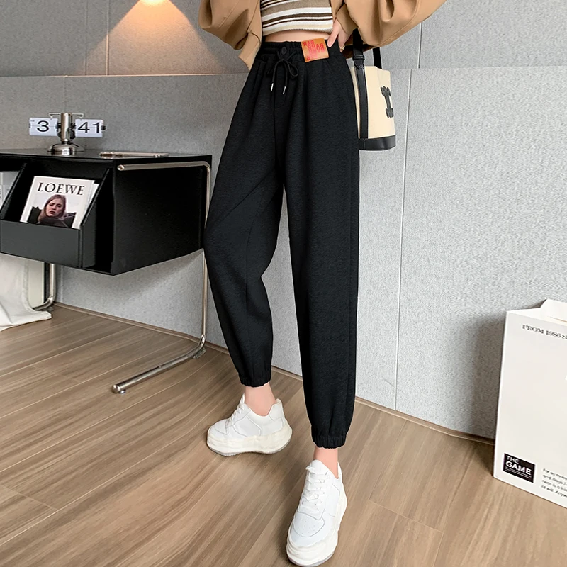 New Autumn Winter Women Casual Sweatpants High Quality Fleece Lining Thicken Warm Ankle Banded Pants