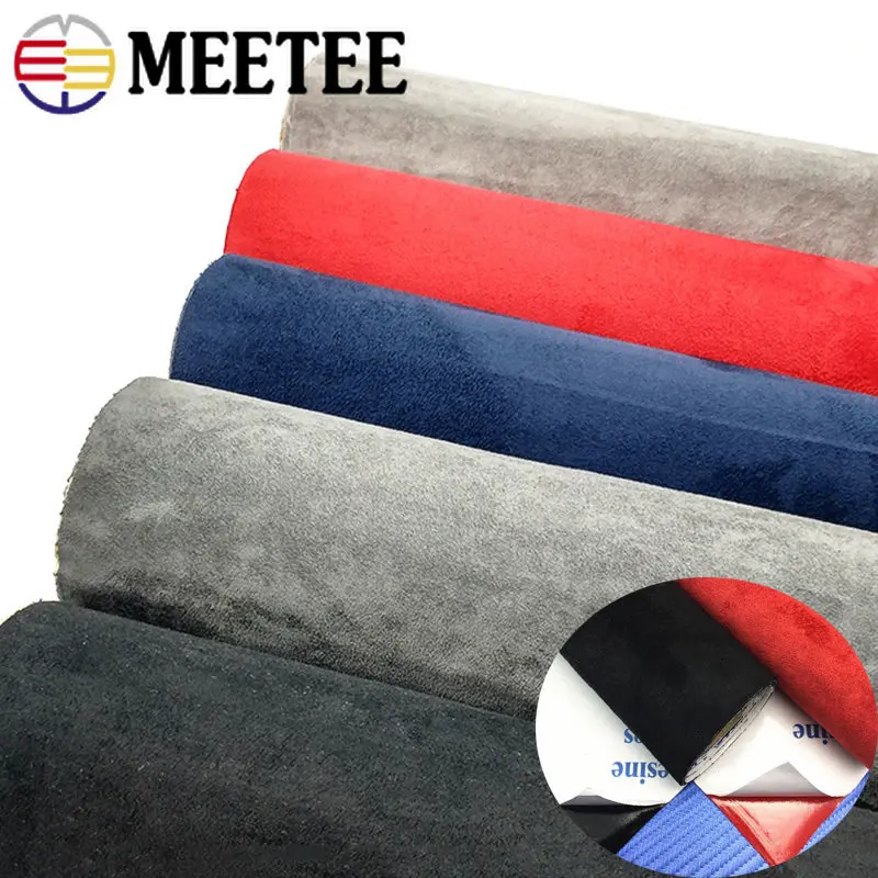 Meetee 50*143cm 0.8mmThick Suede Self-adhesive Fabric Adhesive Synthetic Leather Cloth for Car Interior Dooration Velvet Fabrics