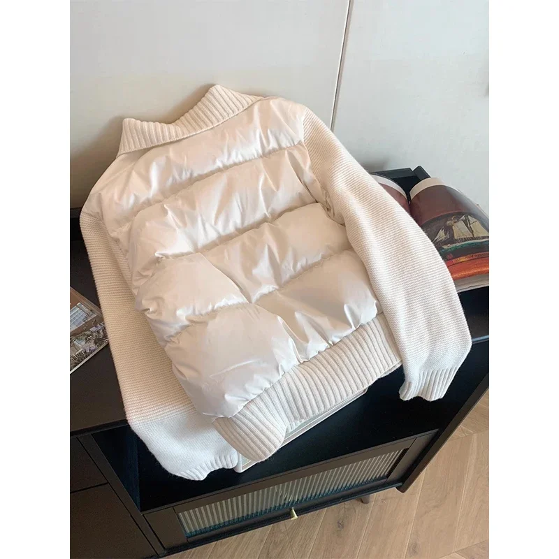 Фото Женская зимняя куртка Shang из имитации норки с пэчворком, вязаная, новая модная коллекция 2026, короткая теплая хлопковая куртка №5