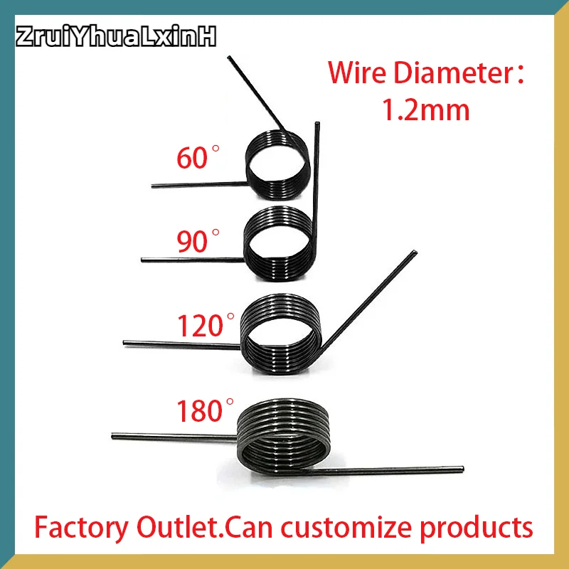 

65Mn Steel Spiral V-shaped Torsion Spring, Hair Clip Spring, Steel Wire Diameter 1.2mm, Angle 60 90 120 180 Degrees, 10 Pieces