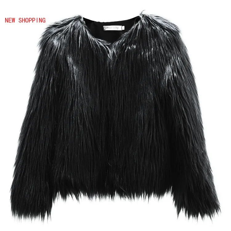 Female Jacket Fur Autumn Winter Shaggy Outerwear Warm Faux Women Short Fur Coat Plus Size Black White Pink Plush Coats 5 Colors