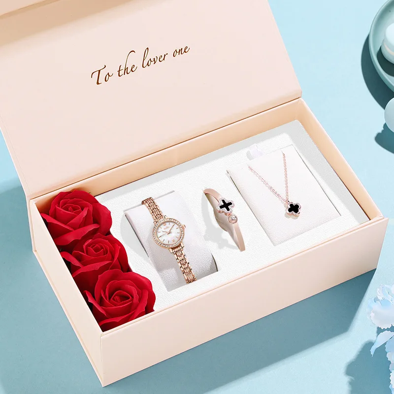 

Women's Watch Rose Gold Small Round Watch Waterproof Steel Band Quartz Watch Five Piece Gift Set Mother's Day Gift Birthday gift