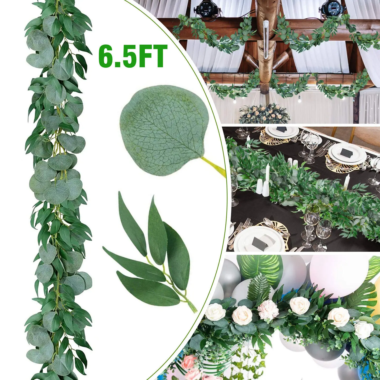 

2x Artificial Eucalyptus Leaves Garland Wedding Greenery Home Wall Wedding Decor
