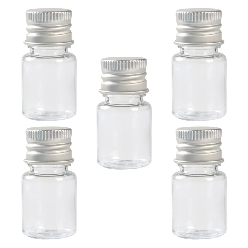 

5 Pcs Bottled Transparent Plastic Bottles Container Empty Mini Candy Sample Containers Dispensing Solid