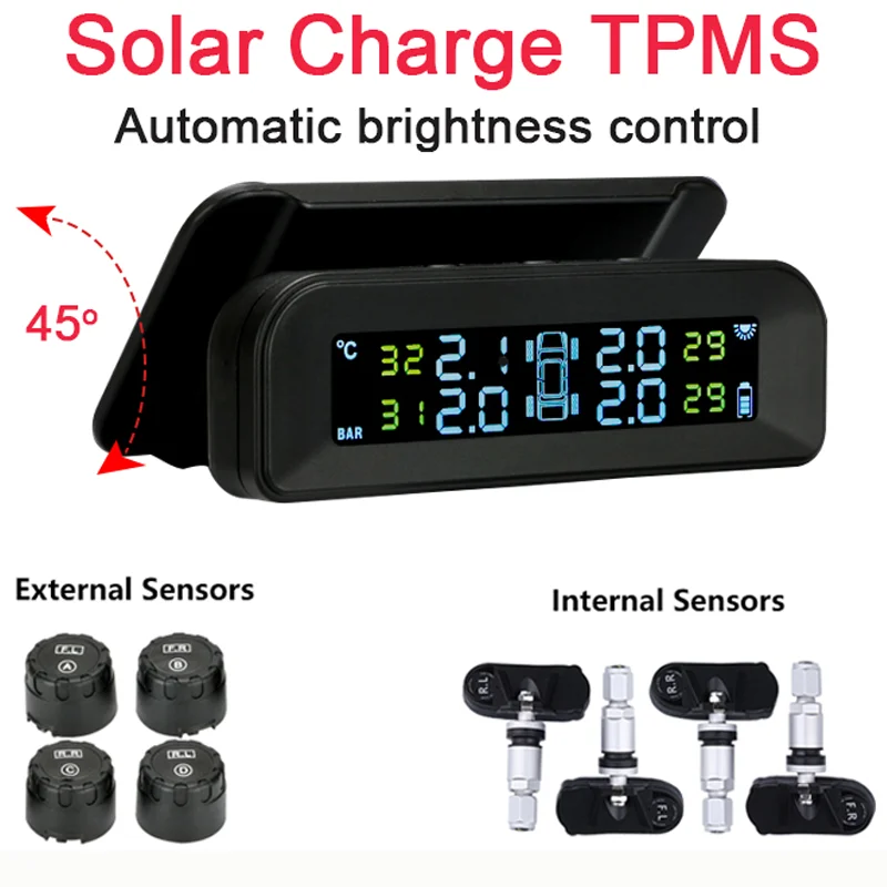 Lcd Display Car Tire Pressure Temperature Safety Alarm System