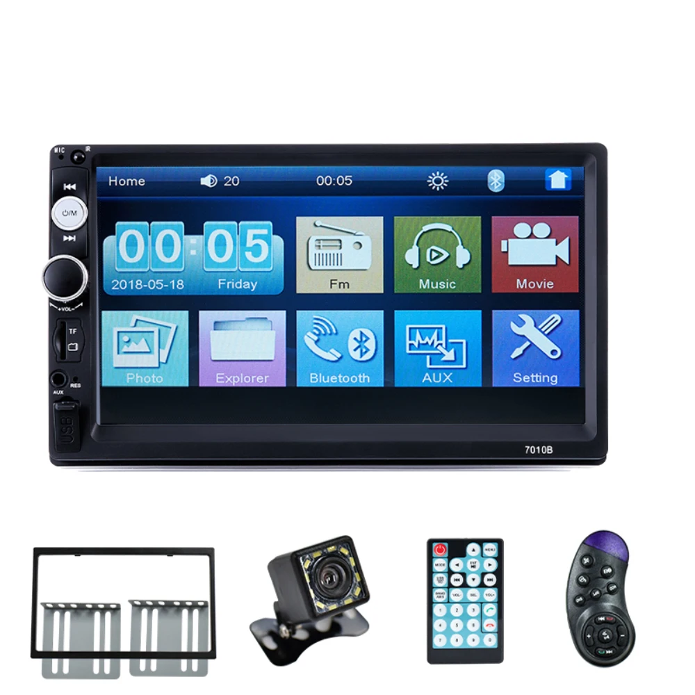 

2PCS 2 Din 7 Inch Touch Screen Car Stereo Multimedia MP5 Player Mirror Link/FM/TF AutoRadio With Accessories