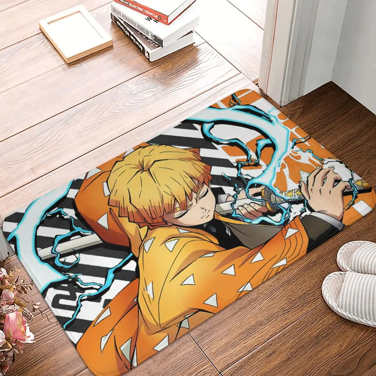 

Demon Slayer Mugen Train Anime Non-slip Doormat Agatsuma Zenitsu Bath Kitchen Mat Welcome Carpet Indoor Modern Decor