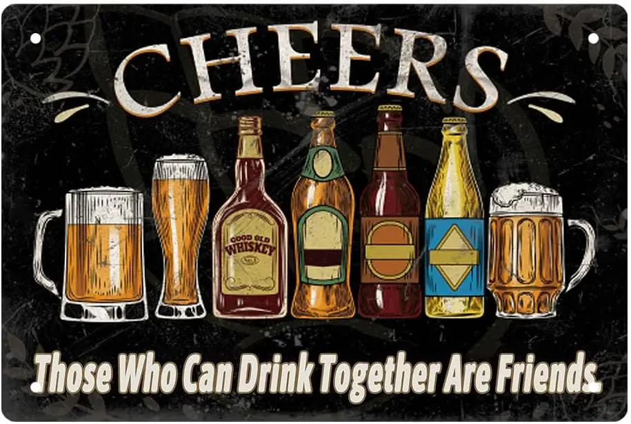 Забавный металлический знак Home Bar Man Cave Decor Cheers — это кто может пить вместе