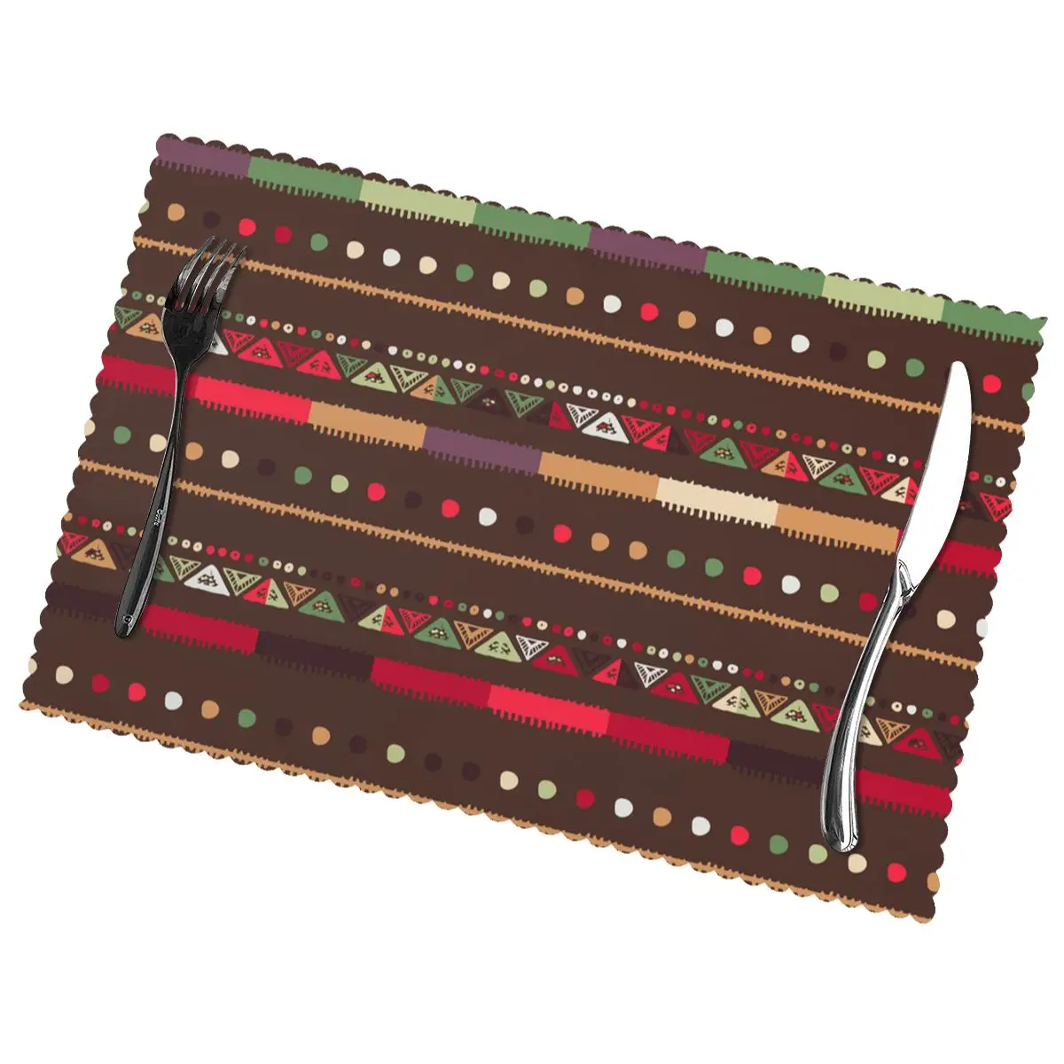 

Christmas Stripe Non-Slip Insulation Place Mats for Kitchen Dining Table Washable Placemats Bowl Coaster Cup Mat Set of 6