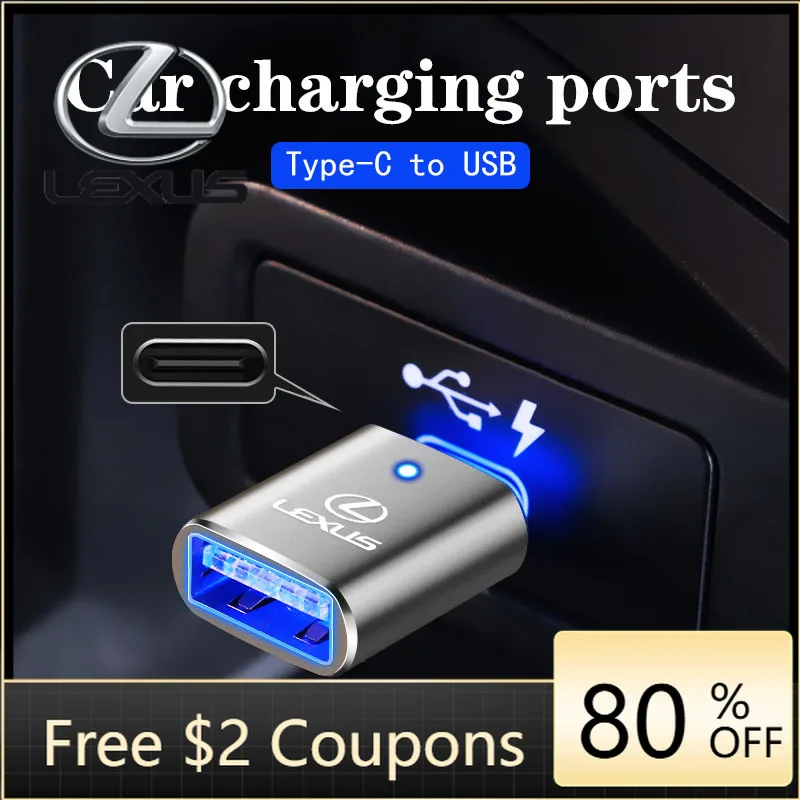 Фото Адаптер-коннектор OTG Type-C (штекер) - USB (гнездо) для Lexus F SPORT GX460, CT200h, IS250, ES 220D, IS200 Fsport, GS №3