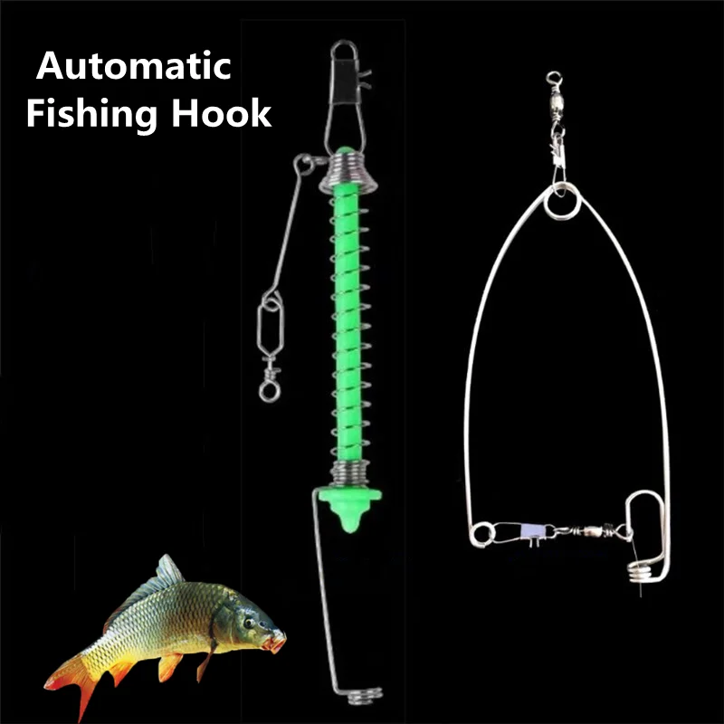 

Automatic Fishhook Fishing Bait Pesca Portable Full Speed High Elasticity Spring Fishhook River Stream Fishing Tool Accessories
