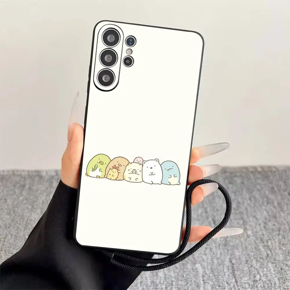 Фото Чехол для телефона S-Sumikko Gurashi для Samsung S25, S24, S21, S22, S23, S30, Ultra, S20, Plus, Fe, Lite, Note, 10, черный чехол в подарок. №2