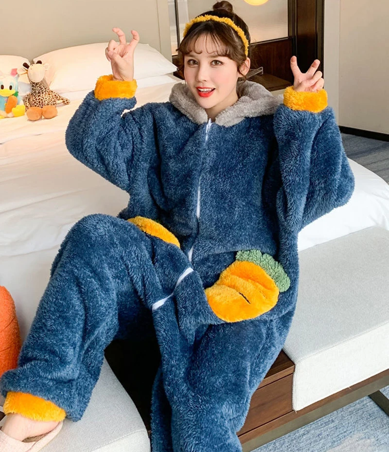 Unisex Winter One-Piece Cartoon Dark Green Rabbit Pajamas With Two Long Ears And Pockets Polyester Warm Lovely Sleepwear Cosplay