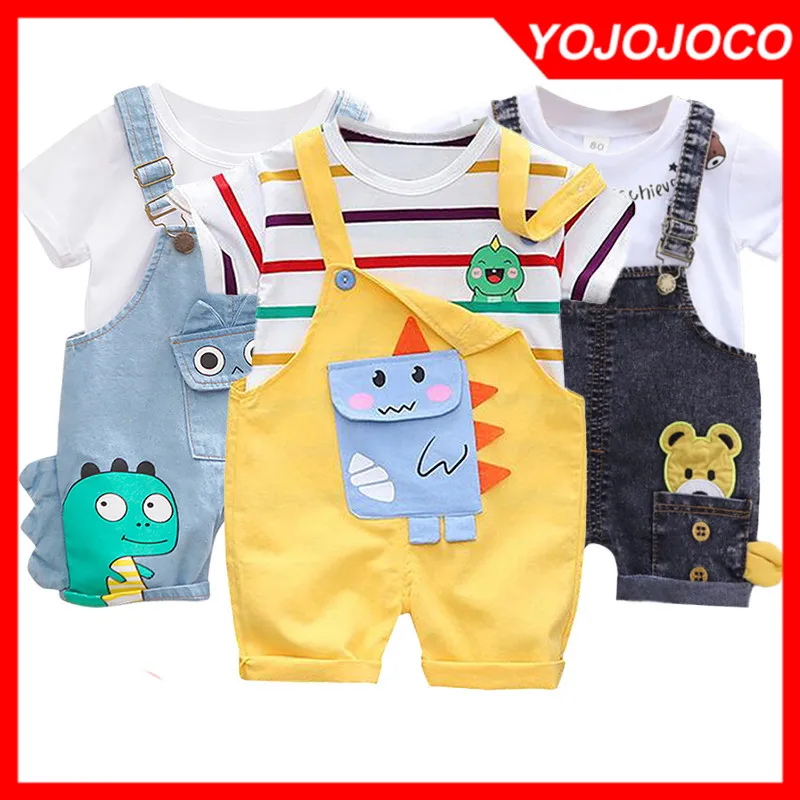 Детский джинсовый комбинезон с коротким рукавом и шортами