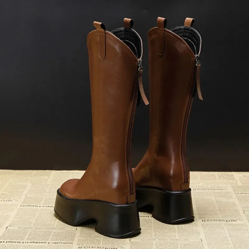 Женские сапоги Челси из натуральной кожи с плюшевой подкладкой 11 см