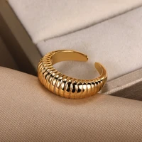 punk croissant rings braided twisted signet chunky dome ring stacking band jewelry statement ring party accessories