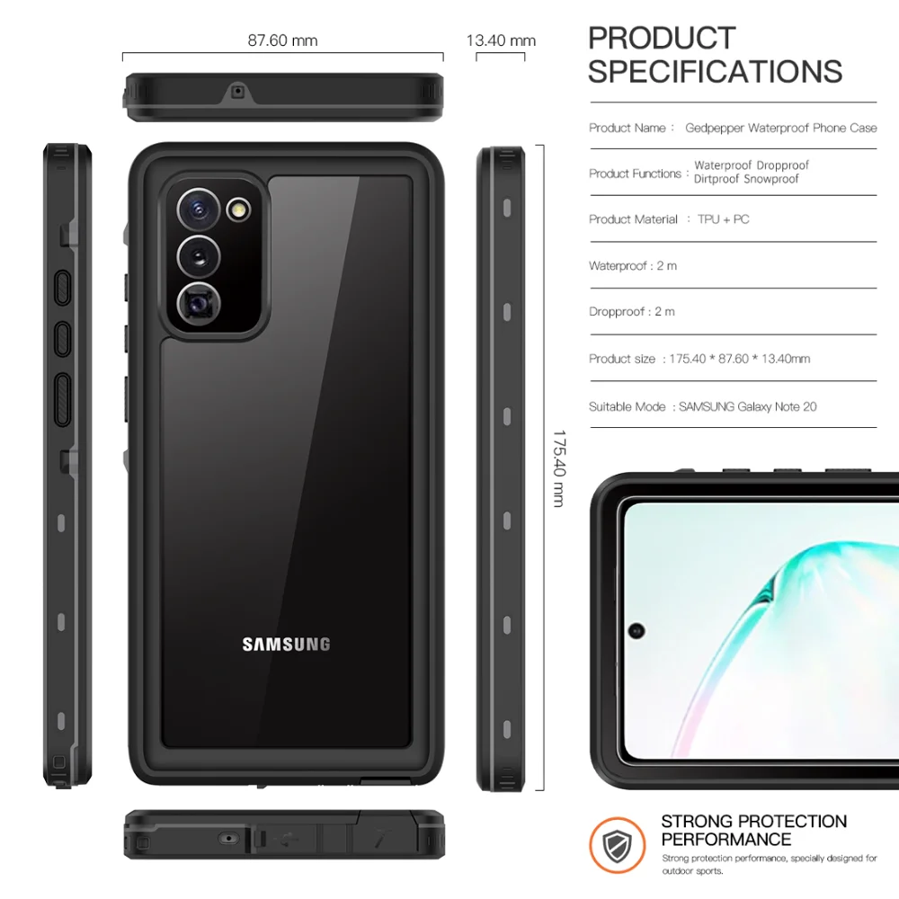 S23 Ultra IP68 Waterproof Case For Samsung Galaxy S22 Note 20 S21 FE S20 Plus A53 A52 A12 A32 A13 Outdoor Swimming Phone Cover