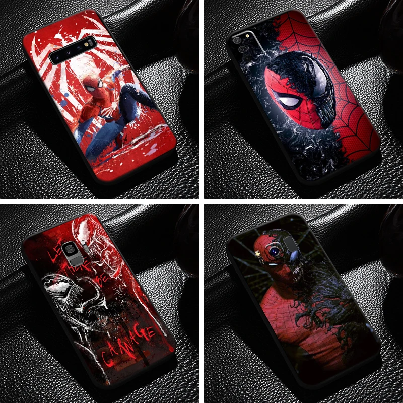 

Marvel Spiderman Venom Phone Case For Samsung Galaxy S10 S9 S8 Plus S10 Lite S10E S10 5G Liquid Silicon Soft Silicone Cover