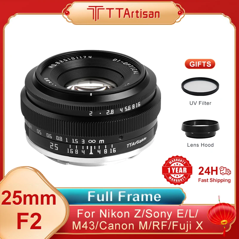 Купи TTArtisan 25mm F2 APS-C Frame Manual Focus Prime Portrait Lens for Sony E Nikon Z Canon M Canon R M43 Fuji X Leica Sigma L Mount за 3,300 рублей в магазине AliExpress