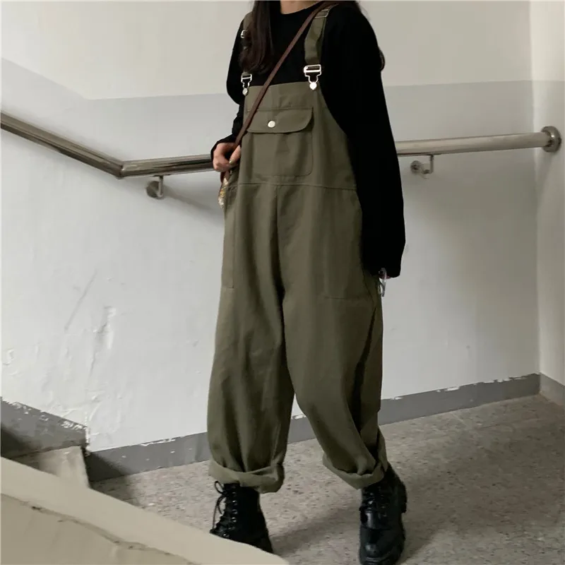 Комбинезон женский с широкими штанинами винтажный Свободный Повседневный