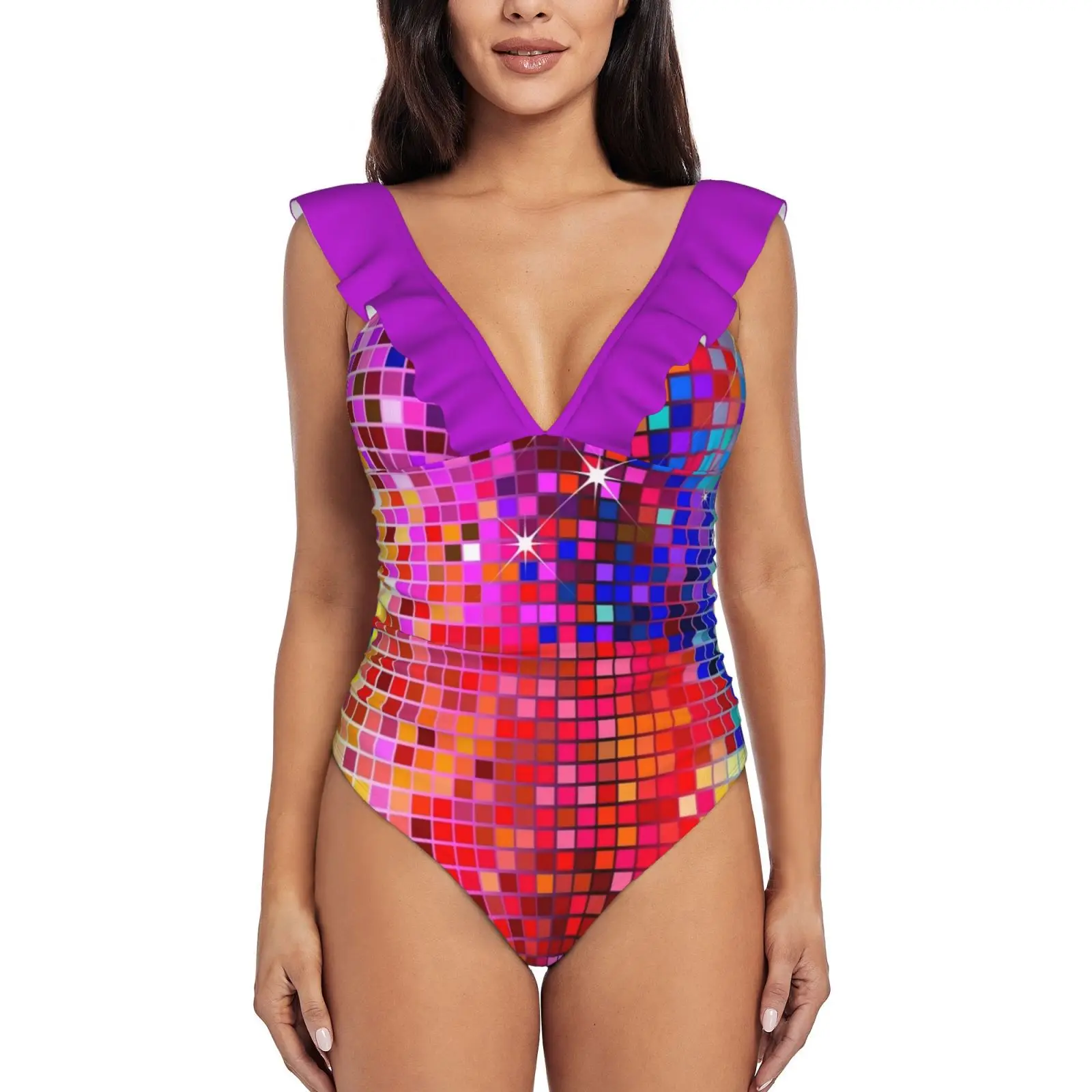 

Изображение красочных блесток внешний вид-диско-мяч изображение женский слитный купальник с оборками боди слитный купальник купальный кос...