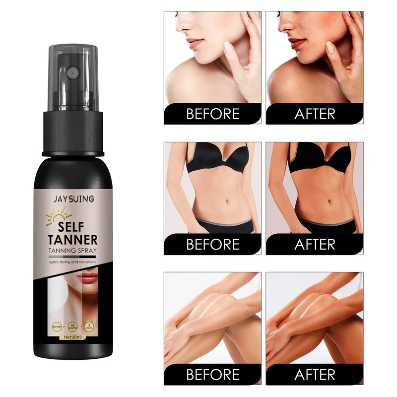 

60ml Sunless Self Tanning Spray Long Lasting Fake Tan Face Body Self Tanner Solarium Sexy Bronze Skin Makeup Foundation Cream