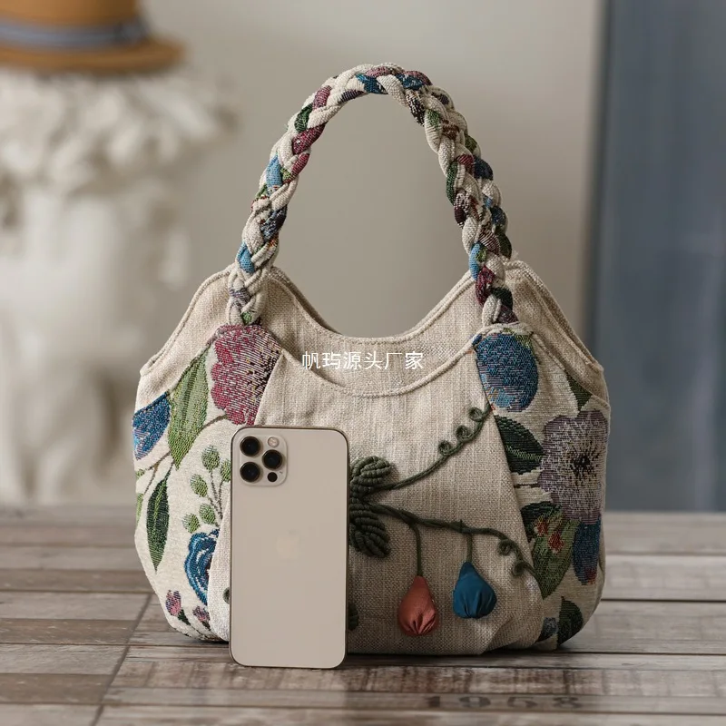 Хлопковая большая сумка Artisan с этническим узором и застежкой-молнией с несколькими карманами, экологически чистая женская сумка в стиле бохо (art.: 3920cffbb20d9) - 3920cffbb20d9