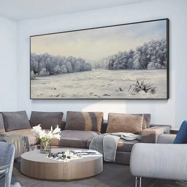 

Winter Landscape Canvas Art, Snow Covered Forest Painting, Snow Scene Oil Painting on Canvas, Winter Canvas Wall Artabstract oil