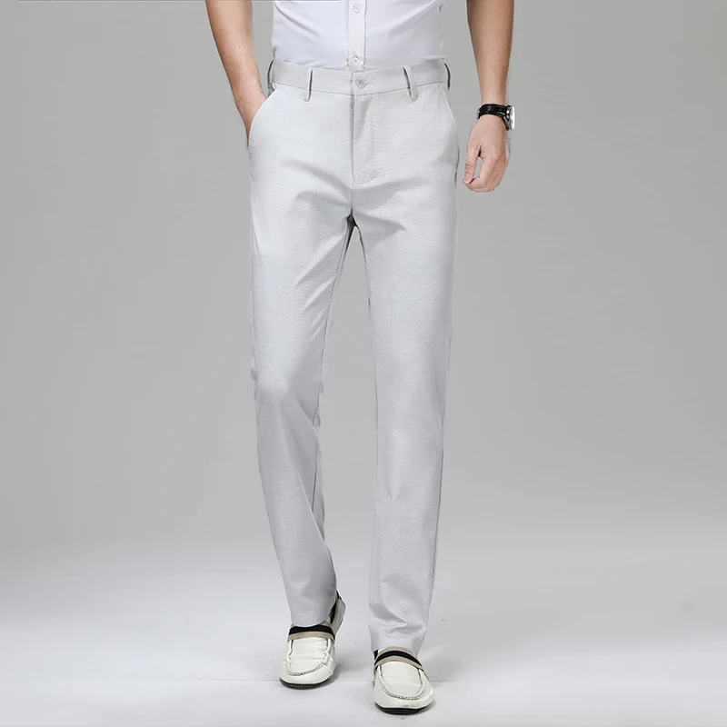 

Men's casual pants, business gentlemen, iron-free thin trousers, waist elastic comfortable trousers in spring and summer