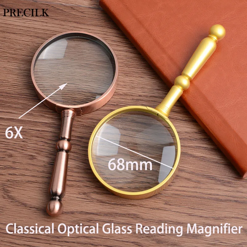 

6X Magnification Retro Pocket Metal Classical Handheld Magnifier Loupe Magnifying Glasses Reading Phone Screen Jewelry Appraisal