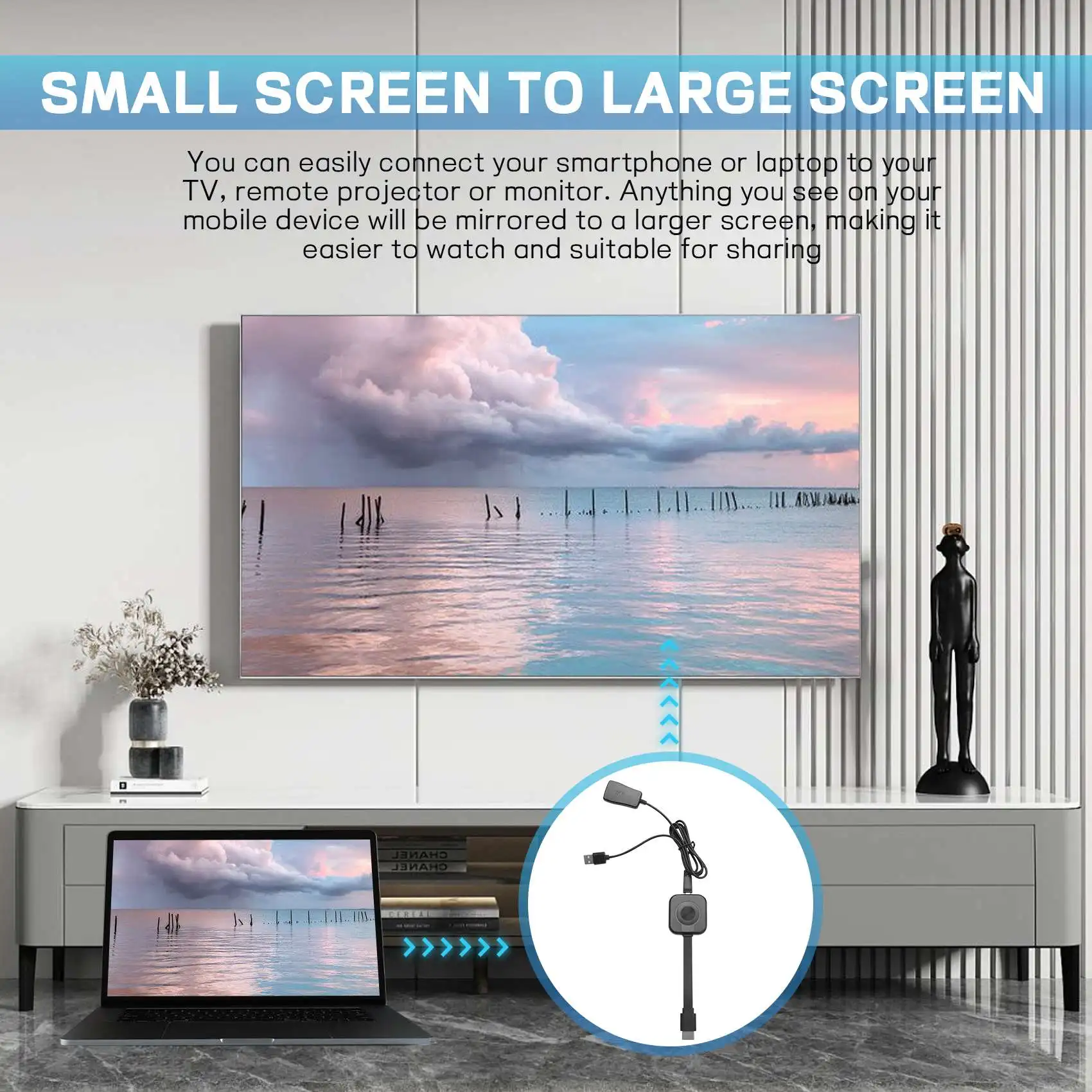 Фото doyme WiFi Display Dongle, HDMI-совместимый ТВ-донгл, 1080P TV Stick, WiFi-донгл для Android, Netflix, YouTube, для iOS, Mac №4