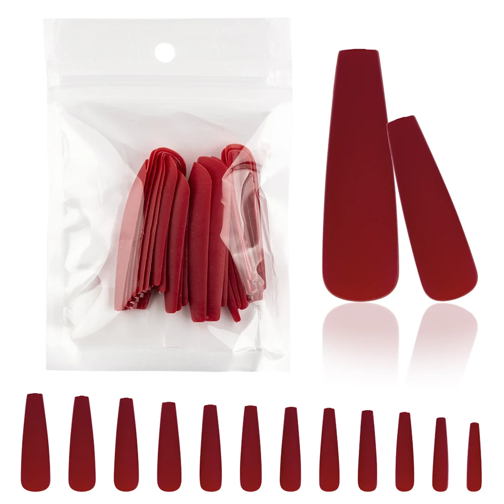 

24pcs Solid Color Matte XXL Long Coffin False Nail Art Ballerina Detachable Press on Nails DIY Artificial Fingernails for Women
