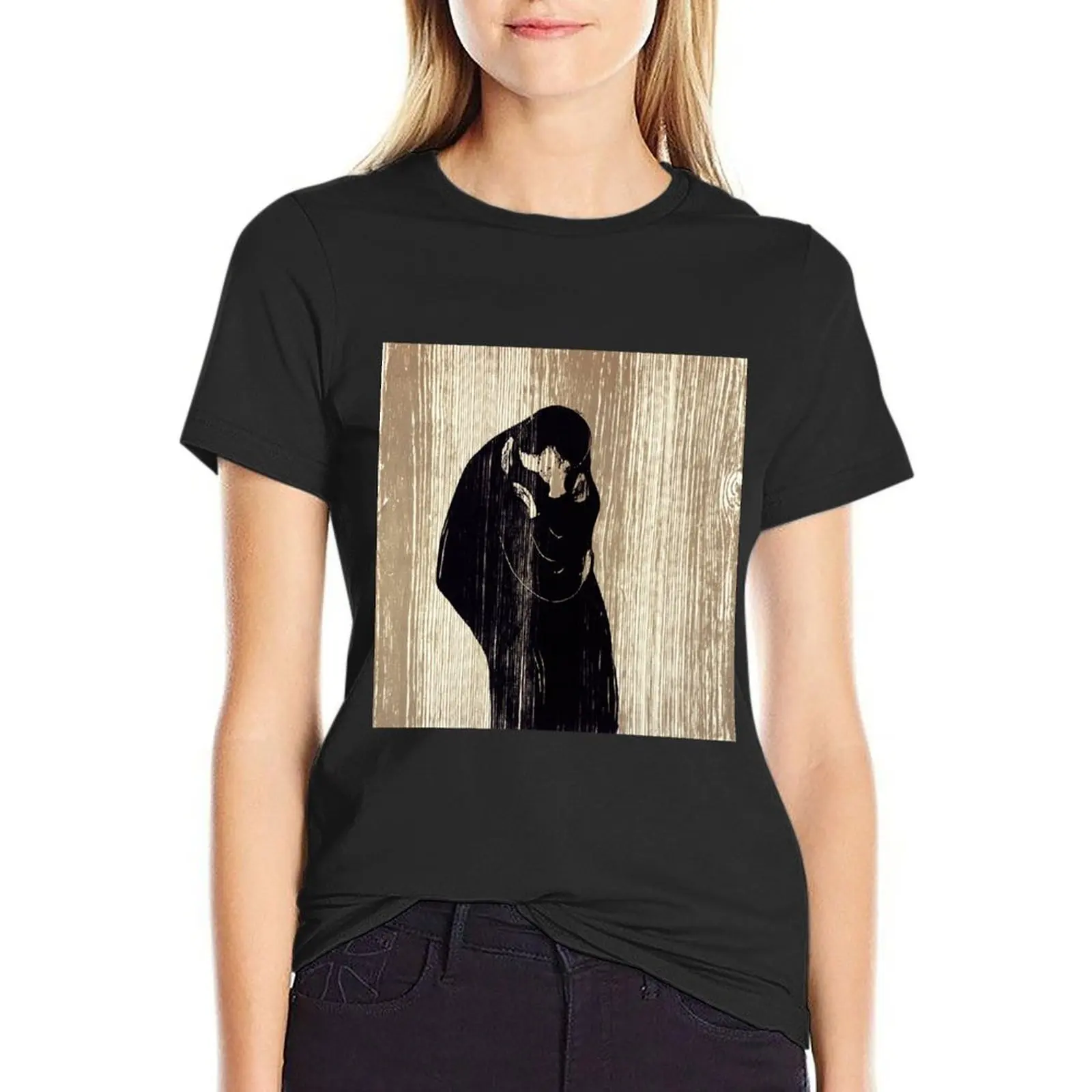 Edvard Munch - Kiss IV 1902 футболка с коротким рукавом футболки для женщин