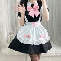 2022 new black and white maid outfit cafe theme party sexy adult costume maid cute lolita pink cow cosplay dress