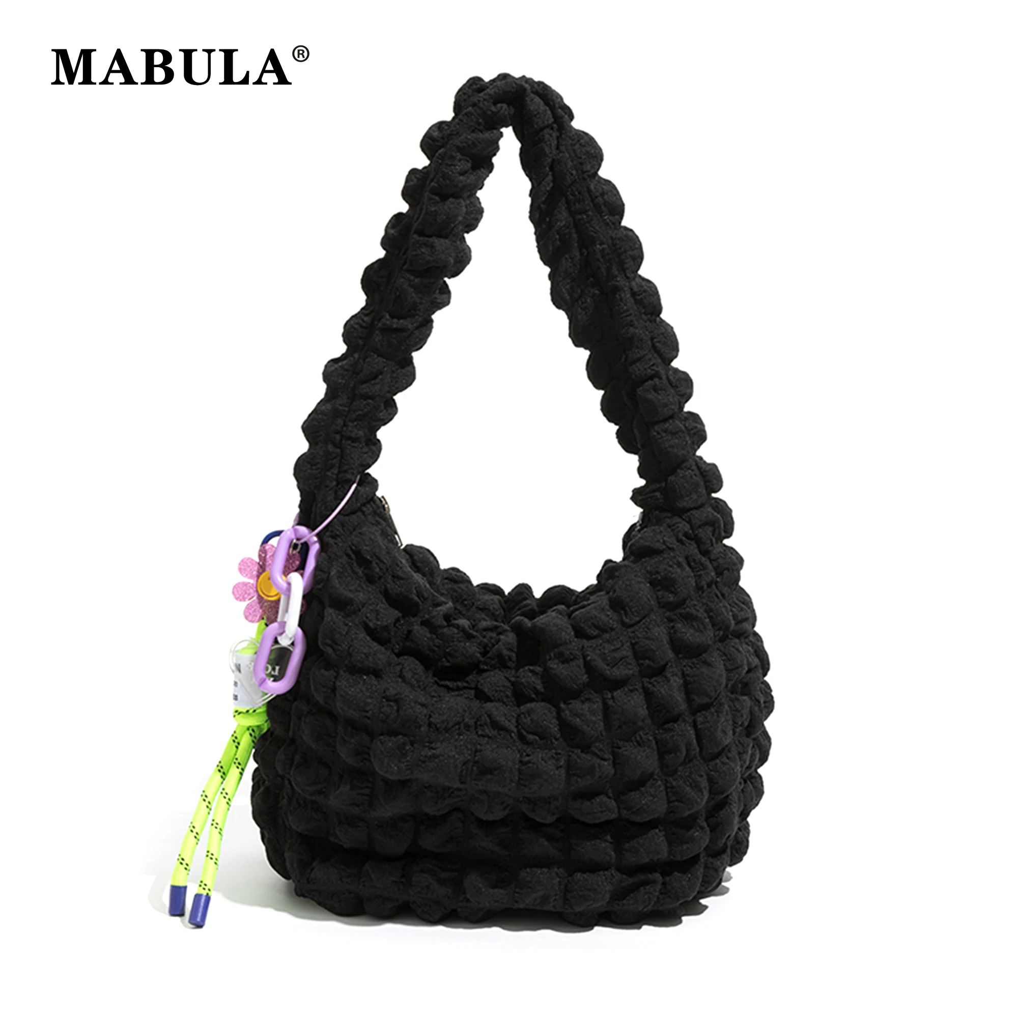 

MABULA Trend Quilted Bubble Puffer Shoulder Bag Lightweight Soft Hobo Purse 2023 Elegant Stylish Lady Tote Handbag