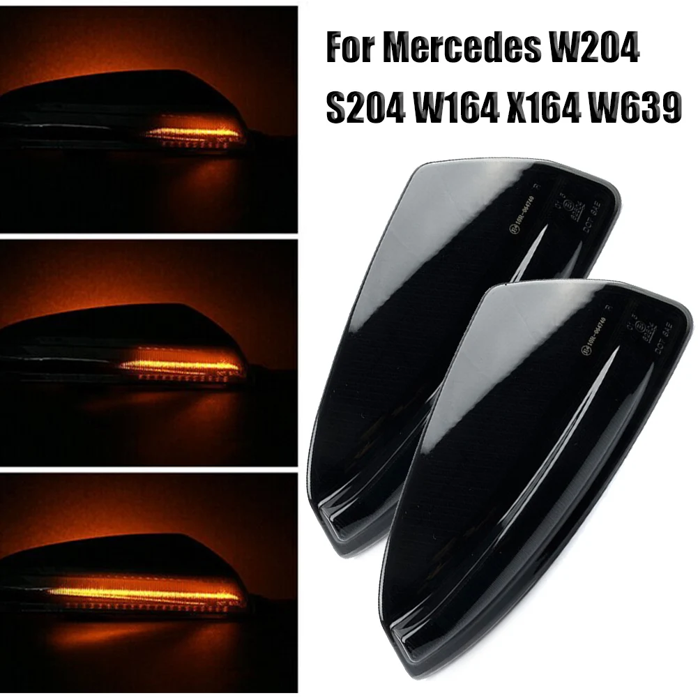 

2pcs Car Dynamic LED Door Mirror Turn Signal Light For Mercedes W204 S204 W164 X164 W639 3500K Auto Turn Signal Lamp