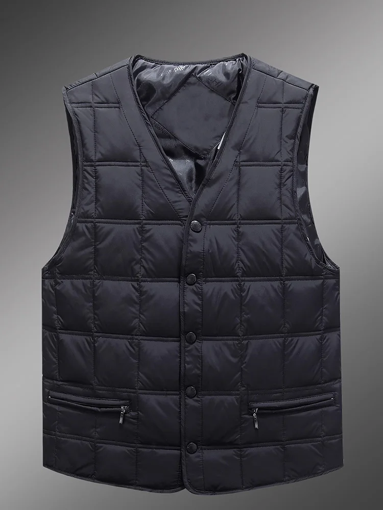 down Vest Men's Winter Plus size V-neck Lightweight Laminated Inner wear Waistcoat Liner Warm