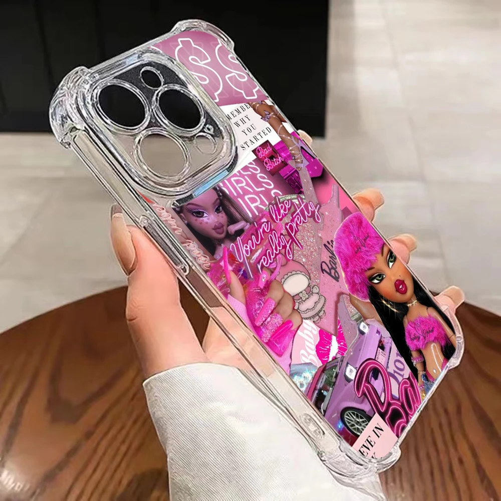 Модный милый чехол для телефона с куклой Bratzs для iPhone 16, 15, 14, 13, 12, 11, Mini Pro Max X XR XSMax 7, 8 Plus, прозрачный чехол с защитой от падения (art.: 3920ccbfd944a) - 3920ccbfd944a