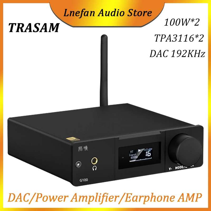 

TRASAM 100W*2 Audio Amplifier TPA3116*2 HiFi 2.0 2.1 USB DAC 24Bit 192KHz Bluetooth 5.0 CSR3003 Earphone Amplifier Power AMP