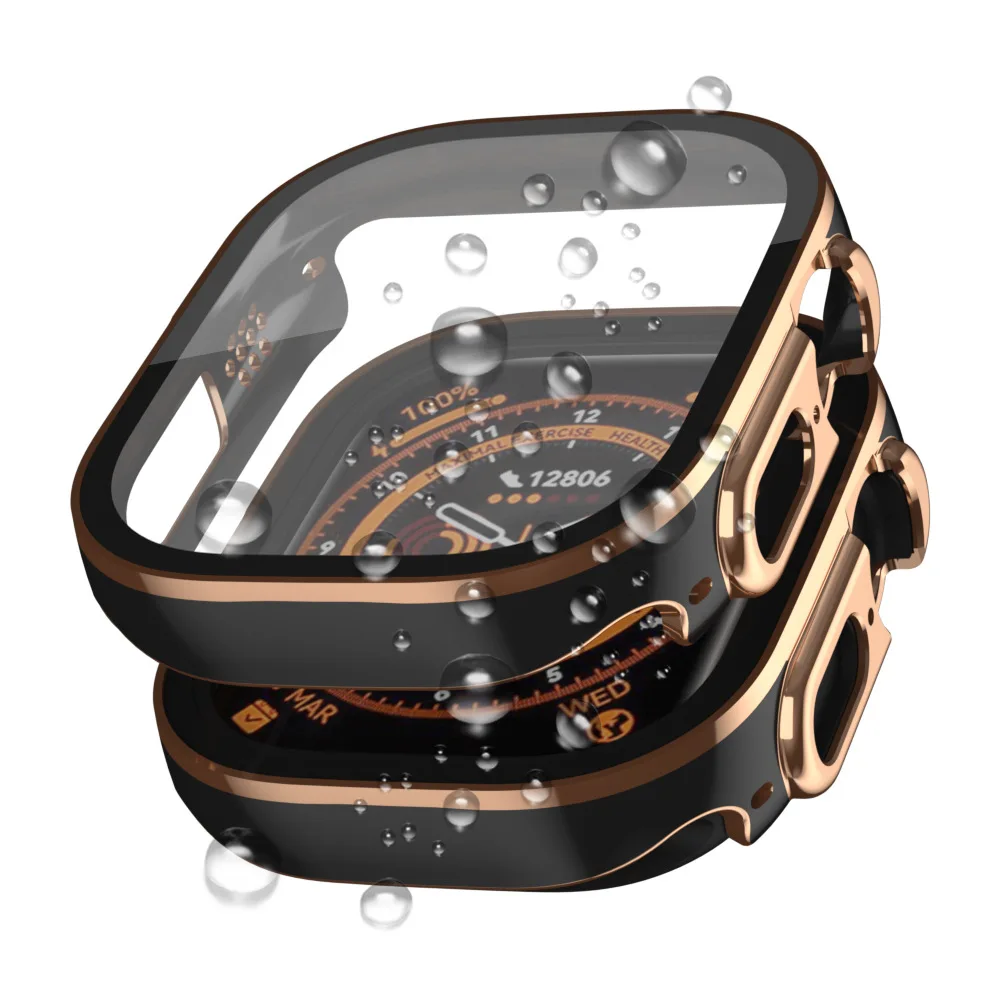 Gase+Film For Apple Watch Ultra Series SE 7 6 5 4 PC Waterproof Case for Iwatch 49 45 41 44 40mm Straight Edge  Protector Cover