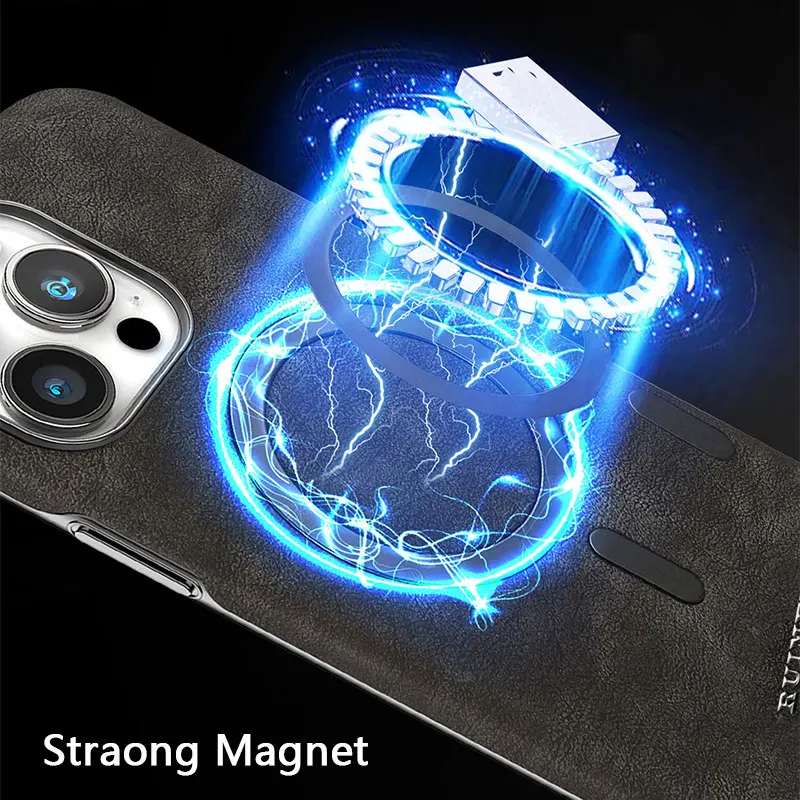 Магнитный кожаный чехол для телефона Iphone 13 14 15 16 Pro Max Plus роскошный деловой Magsafe IPHON