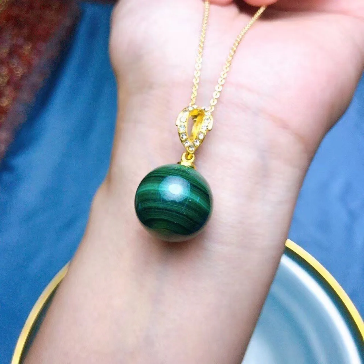 

Natural Malachite 18mm Round Bead Necklace Pendant Charm Crystal Gem Pendant Accessories For DIY jewelry making